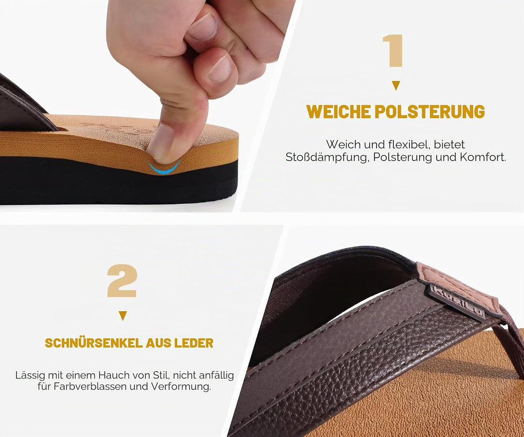 KuaiLu Flip Flops Herren Synthetik Leder Bade Sandalen Comfy Breite Füsse Badelatschen Yoga Schaum S