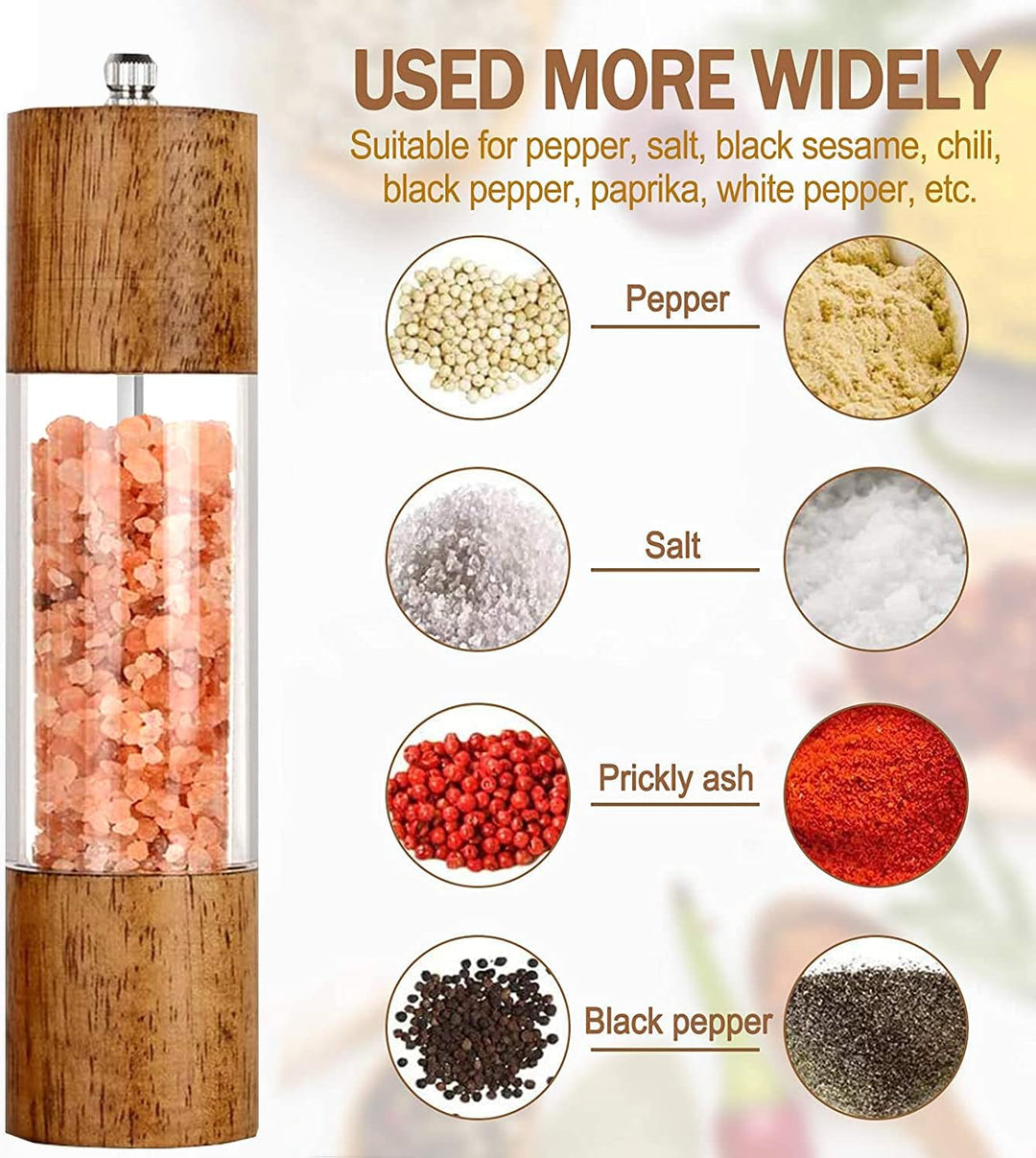 Salz und Pfeffermühle 2er Set mit Untersetzer Gewürzmühle Manuell Pfeffermühle Holz Salzmühle Verste