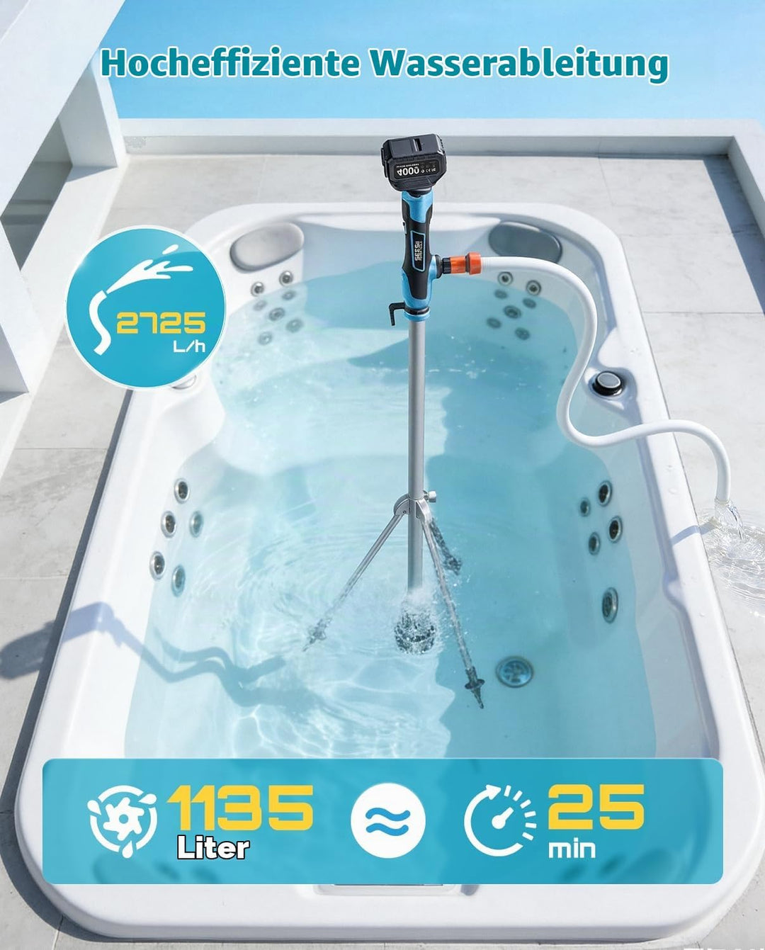 SEESII Kabellose Stab-Wassertransferpumpe mit Stativ, Hands-free, Tragbare Elektrische Wasserpumpe 2