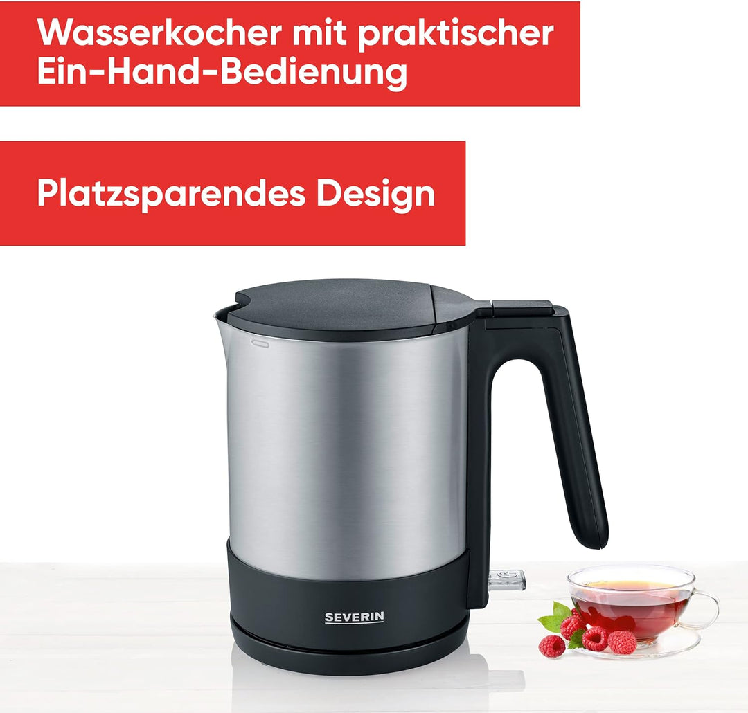 SEVERIN Wasserkocher, leistungsstarker und kompakter Edelstahl Wasserkocher, Kalkfilter, edelstahl/s