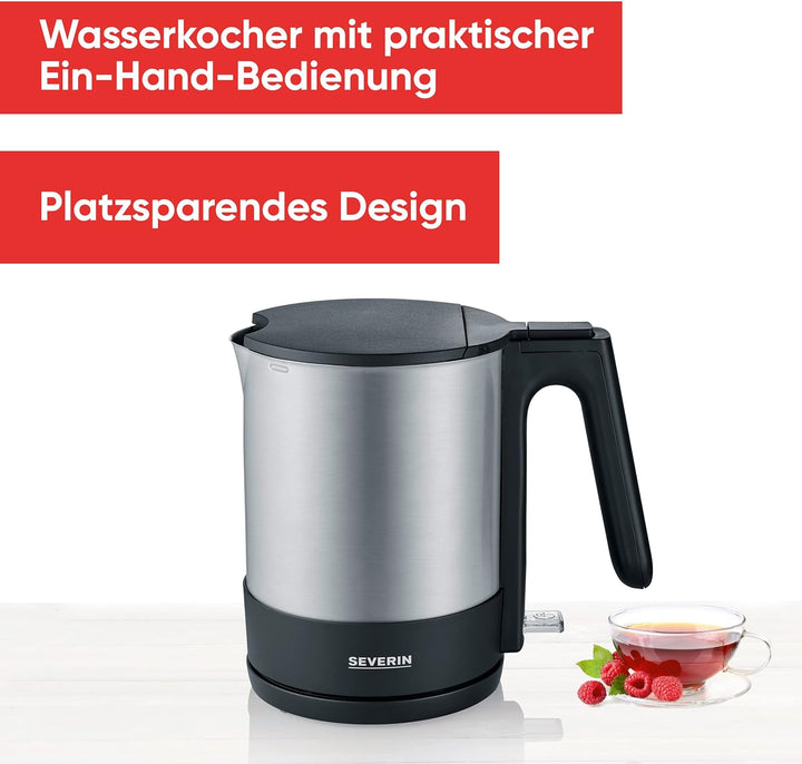 SEVERIN Wasserkocher, leistungsstarker und kompakter Edelstahl Wasserkocher, Kalkfilter, edelstahl/s