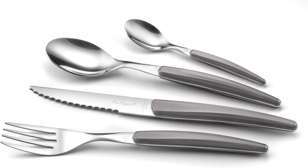 Lou Laguiole Besteck MONTANA, Tafelbesteck für 6 Personen, 18/0 Edelstahl mit kristallierter Dekorgr