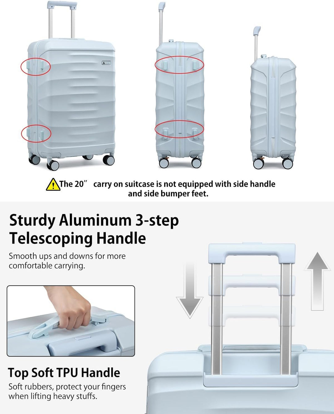 Sea choice Reisekoffer Set 5 Teilig ABS Hartschale Trolley Kofferset Gepäckset Grosse Kapazität Hand