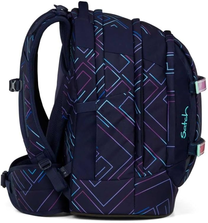 Satch pack Schulrucksack Set 2tlg. inkl. Schlamperbox (Purple Laser), Purple Laser
