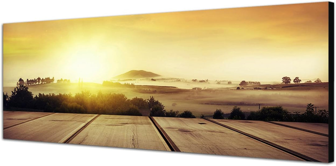 Paul Sinus Art Panoramabild auf Leinwand und Keilrahmen 120x40cm Neuseeland Sommer Landschaft Holzst