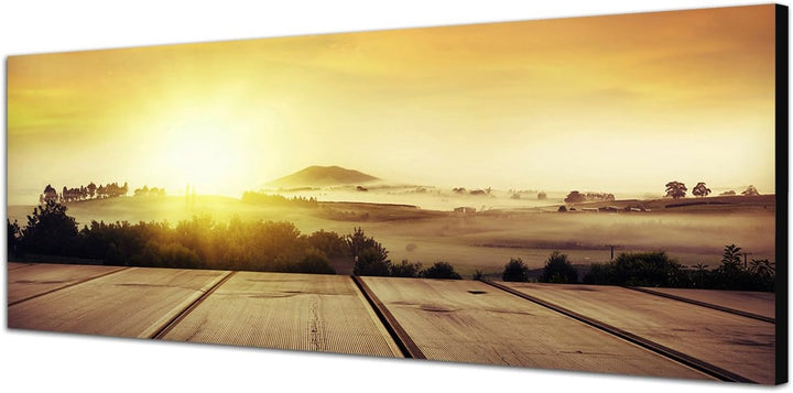 Paul Sinus Art Panoramabild auf Leinwand und Keilrahmen 120x40cm Neuseeland Sommer Landschaft Holzst