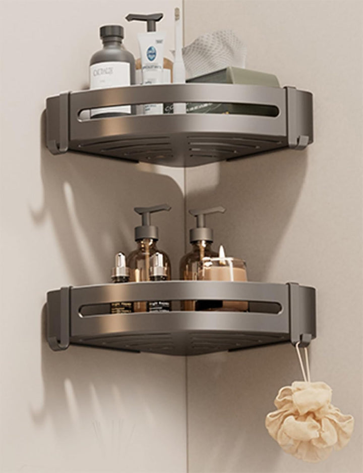 FOLAI 30cm 2 Stück Eckmodell Duschablage ohne Bohren ，rostfreie Badezimmer Organizer, schnell trockn