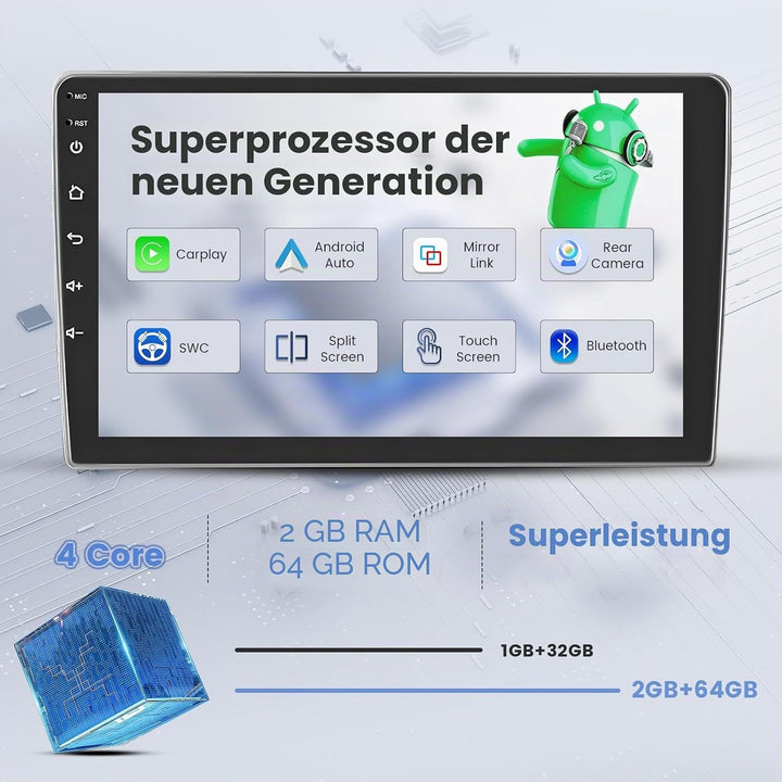 Hikity 2+64G Android 15 Autoradio für FIAT DUCATO 2010/Citroen Jumper/Peugeot Boxer Radio Wireless C