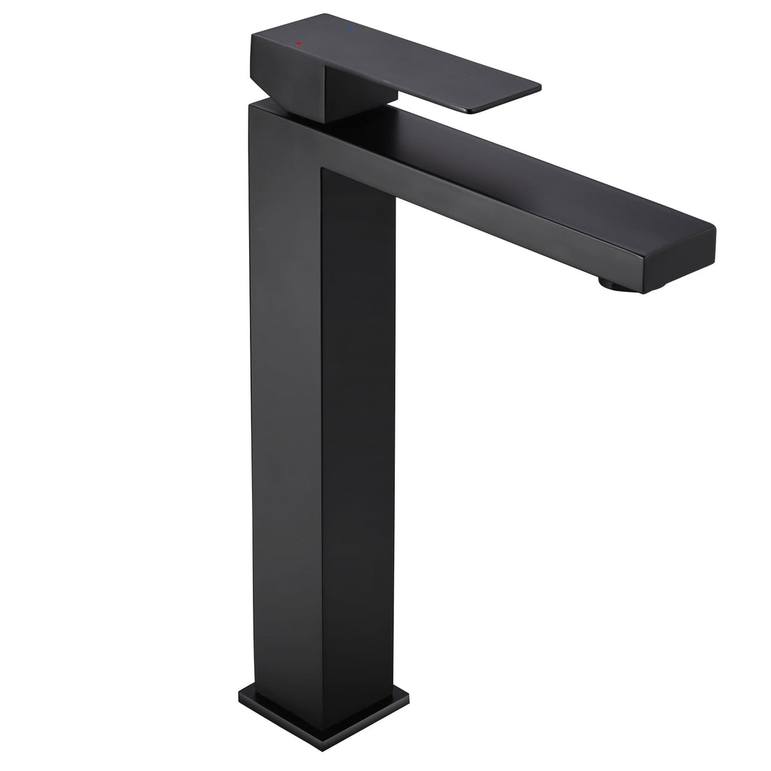 BONADE Waschtischarmatur Schwarz Hoch, Wasserhahn Bad Schwarz, 24cm hohem Auslauf waschbeckenarmatur
