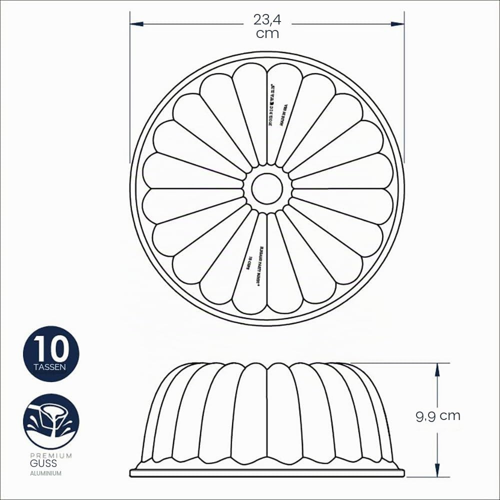 Nordic Ware NW 58677 Elegant Party Bundt Pan Kuchenform Gold, Aluminium, Goldfarben, Ø 22.3 x 9.3 cm