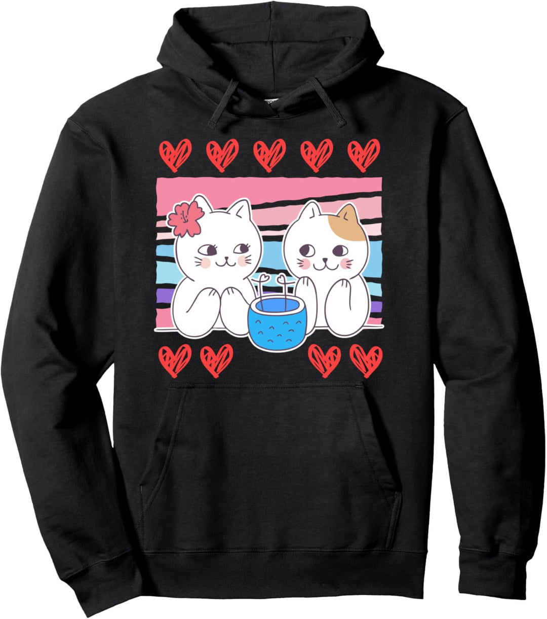 Ich liebe meine Katze Kater Valentinstag Pullover Hoodie