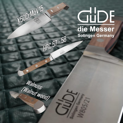 GÜDE Solingen - Spickmesser geschmiedet, 10 cm, Walnussholz, ALPHA WALNUSS, Office Messer, Doppelkro