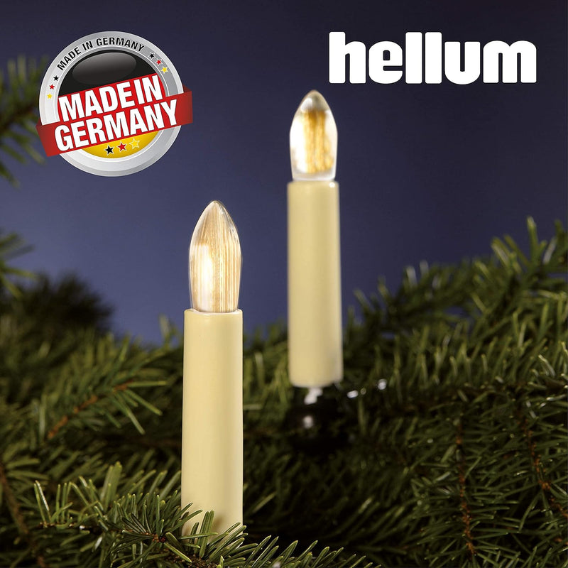 hellum Lichterkette Made-in-Germany Weihnachtsbaum, Kerzen Lichterkette innen mit Clip, 15 BS warm-w