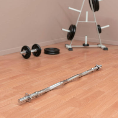 MAXXIVA Curl-Set 120 cm 26 kg 8 Gewichte Gusseisen Krafttraining Zugstange silber verchromt Workout