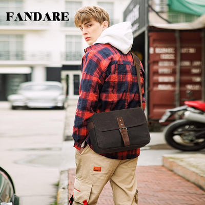 FANDARE Retro Kamera Umhängetasche Herren Segeltuch Arbeitstasche Damen Messenger Bag Schultertasche