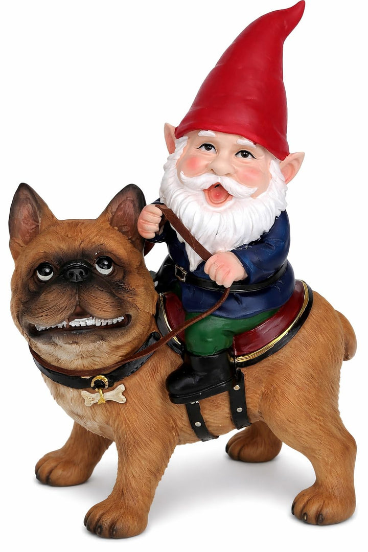 Funny Guy Mugs Gartenzwerg und eine französische Bulldogge Statue - Innen- und Aussenbereich Gartenz