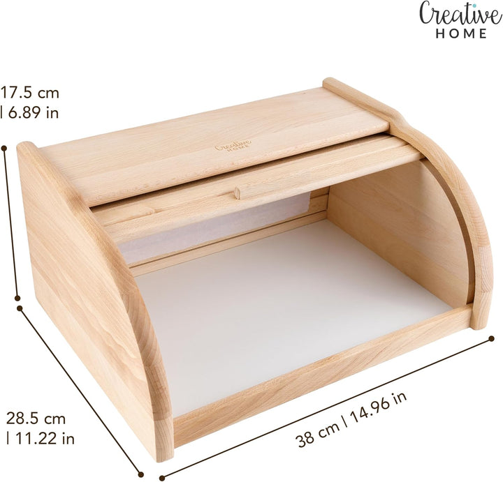 Creative Home Brotkasten Holz | 38 x 28,5 x 17,5cm (+/-1cm) | Perfekte BrotBox für Brot Brötchen Kuc