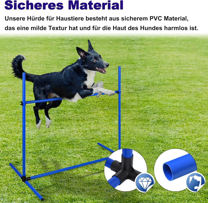 XMTECH 4-TLG. Hunde Agility Set Training Hundesport, Höhenverstellbar, Inklusive Tasche, PVC Hundetr