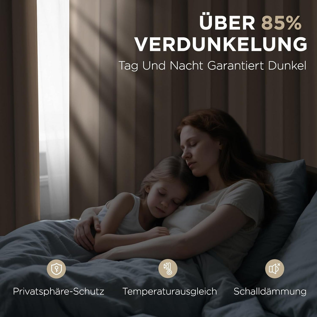 Joydeco Blickdichte Vorhänge mit Ösen Gardinen 2 Stück H 158 x B 132 Verdunkelungsvorhang Cappuccino