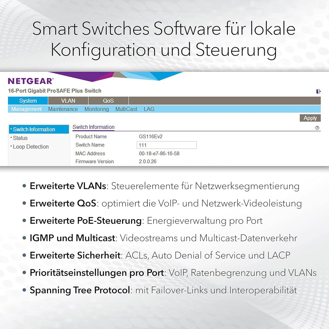 Netgear MS510TXUP 10 Port Multi-Gigabit/10GbE LAN PoE Switch Smart (Managed mit 8x PoE++ mit 295W, 2