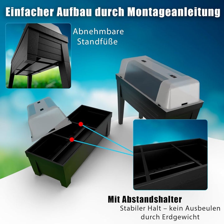 BigDean XXL Hochbett Balkon mit Abdeckung aus robustem Kunststoff