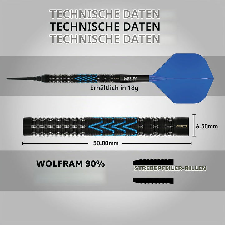 RED DRAGON Darts - AMP Serie - 90% Tungsten Profi Dartpfeile - NitroFlite Integrierter Flug/Schacht