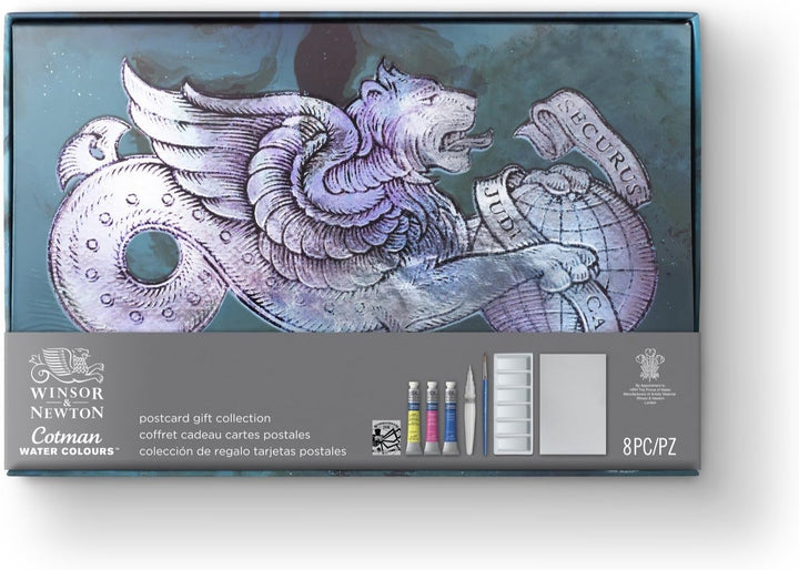 Winsor &amp; Newton 0390659 Cotman Postkarten Geschenk-Kollektion, 3 Aquarellfarben, 1 Zeichentusche, 1