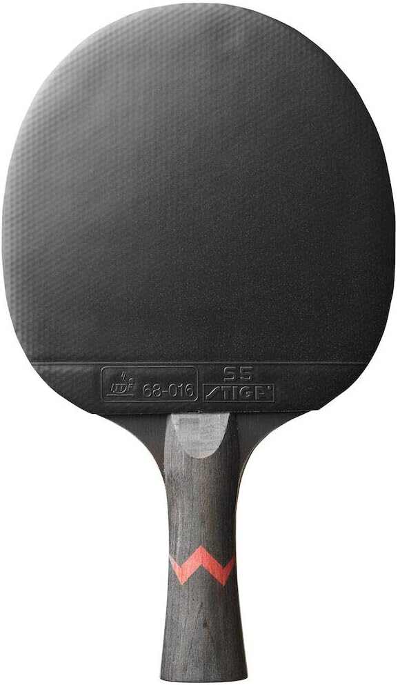 STIGA Royal 5 Sterne Tischtennis Schläger Pro Carbon, Schwarz/Rot Bundle mit Schlägerhülle-80502, Bu