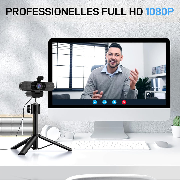 EMEET Full HD Webcam - C960 Kit 1080P Webcam mit Objektivabdeckung & Dual Mikrofon, 90 ° Streaming K