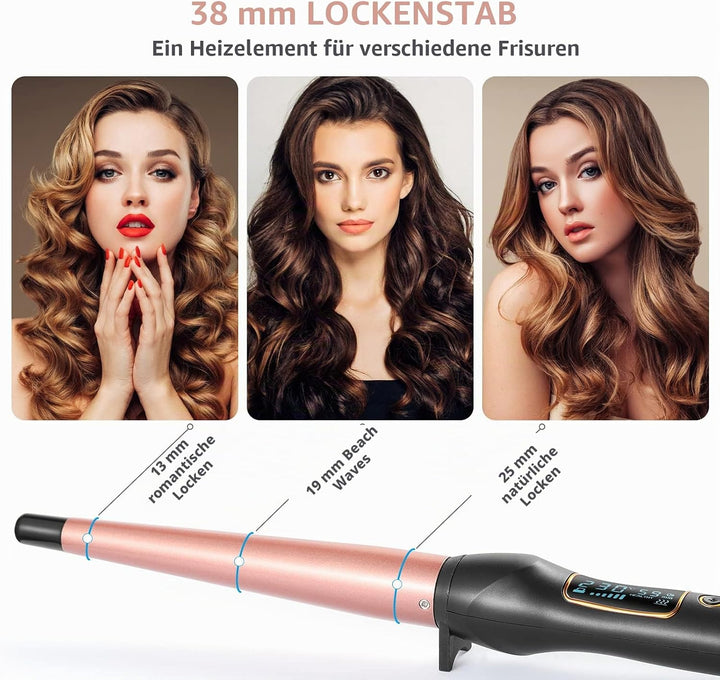 Lockenstab Kleine Locken - Haglater Professional LCD-Display Lockenwickler 80-230℃, Keramischer Lock