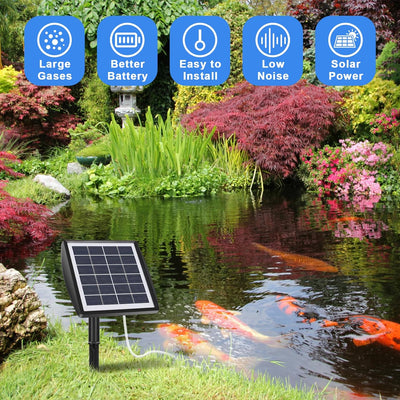 GuKKK Solar Sauerstoffpumpe, 2W Solar Teichbelüfter mit 2200mAh Akku, Solar Luftpumpe Aquarium Oxyge