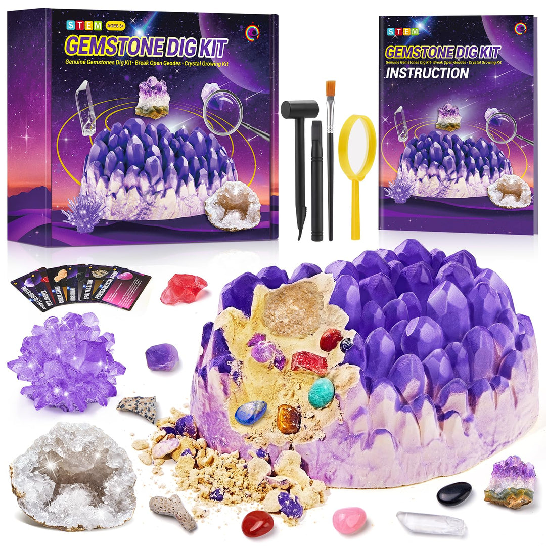 Mineralien Ausgrabungs-Set, Ausgrabungsset für Kinder, Jumbo Edelstein Experimentierset mit Minerali