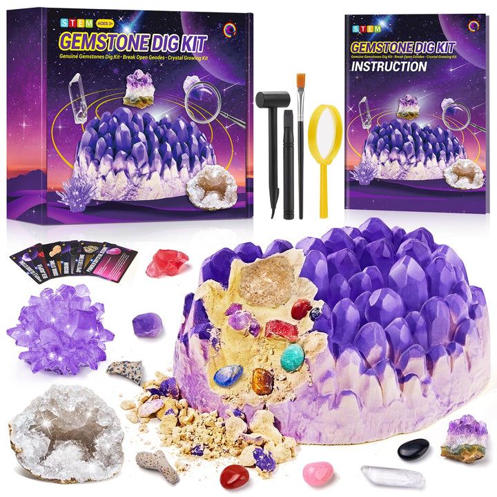 Mineralien Ausgrabungs-Set, Ausgrabungsset für Kinder, Jumbo Edelstein Experimentierset mit Minerali