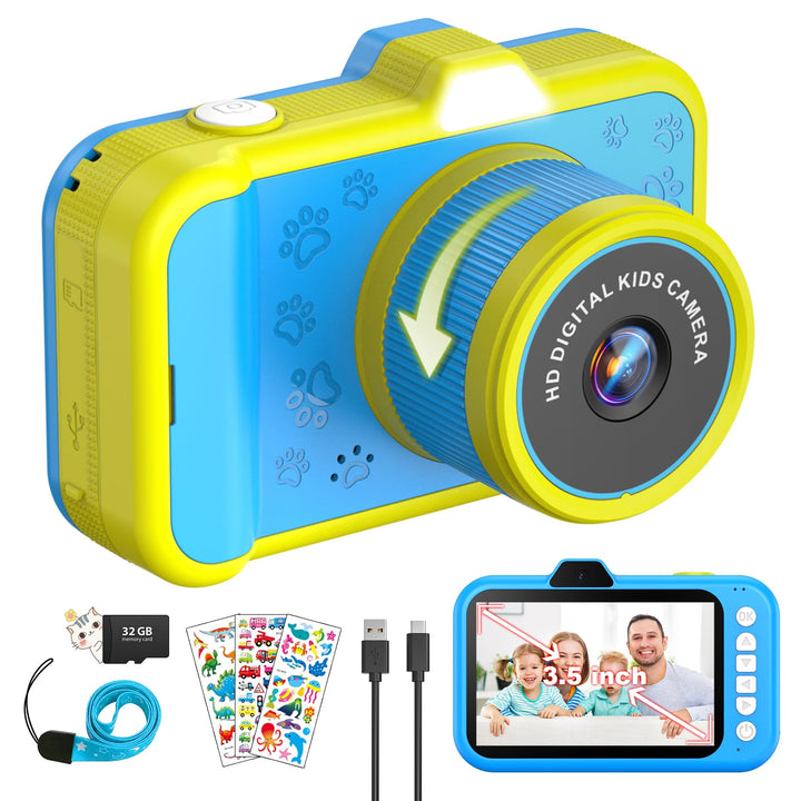 Kinderkamera, 3,5" Grossbildschirm 48MP 1080P Digitalkamera Kinder mit 360° Drehbares Zoomobjektiv L