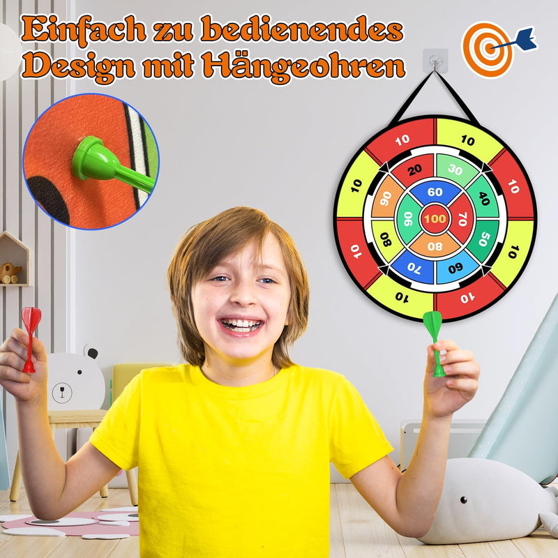 Oneyus Dartscheibe Kinder 73cm, Kinder Spielzeug Doppelseitige Dartscheibe mit 2 Blaster 20 Schaumge