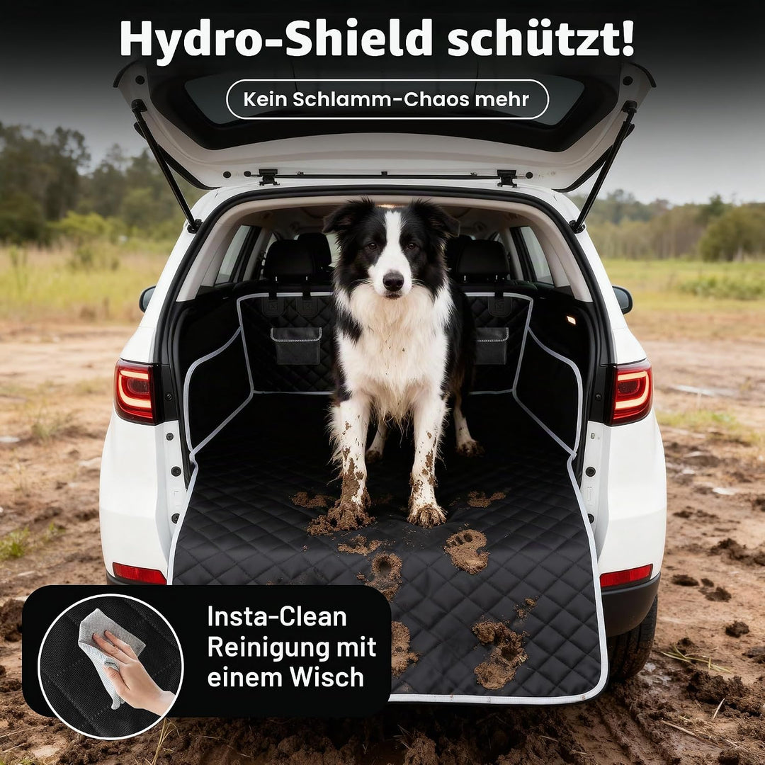 Kofferraumschutz Hund mit Seiten- und Ladekantenschutz – Wasserdicht & Kratzfest – Gesteppte Hundede