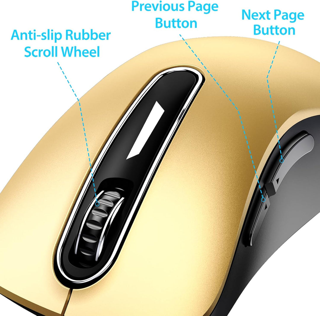 memzuoix Kabellose Maus 2.4GHz, Tragbare Optische Wireless Maus 1400 DPI mit Mini-USB-Empfänger, 5 T