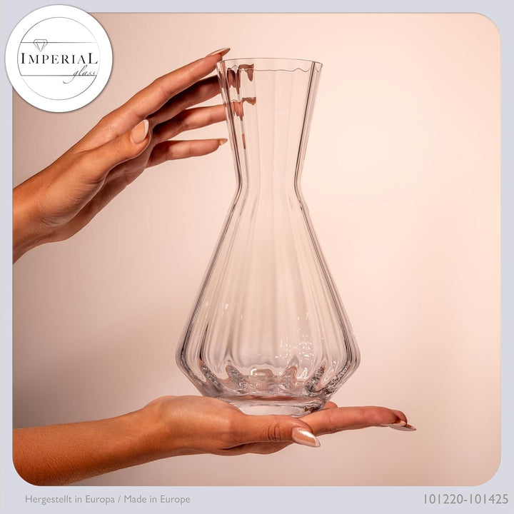 Weindekanter 1200ml – handgefertigte Karaffe aus Crystalline Glas mit gewellter Optik – Rotweinkaraf