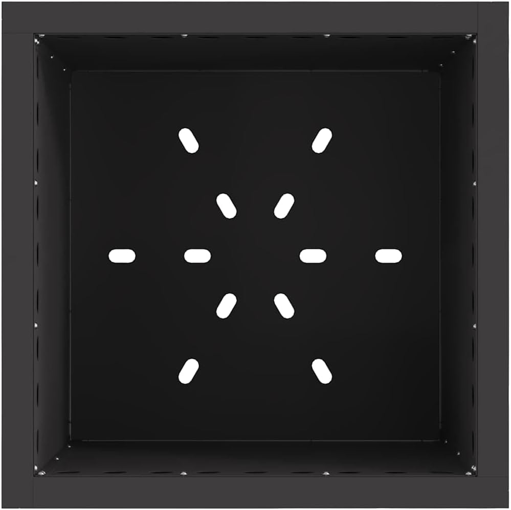 Rauchfreier Feuerkorb Schwarz 48 x 48 x 50 cm Stahl für Garten, Terrasse, Aussende