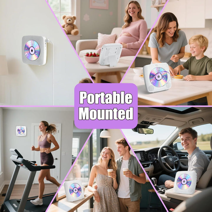 Gueray Desktop CD Player Bluetooth CD-Spieler mit Lautsprechern für Zuhause 1800mAh Tragbarer CD-Pla