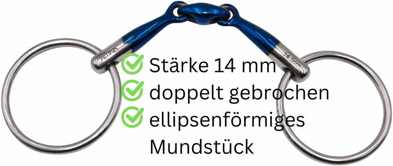 AMKA Wassertrense Sweet Iron doppelt gebrochen Stärke 14 mm Ringe 65 mm 14,5, 14,5