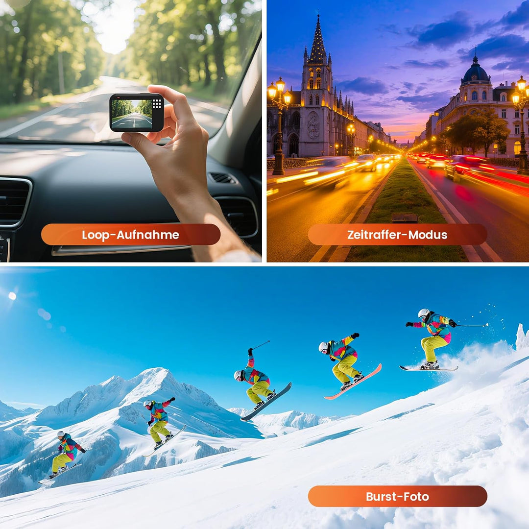 4K 60FPS 48MP Action Cam, 50FT Unterwasserkamera mit Touchscreen, wasserdichte Kamera, EIS Stabilisi