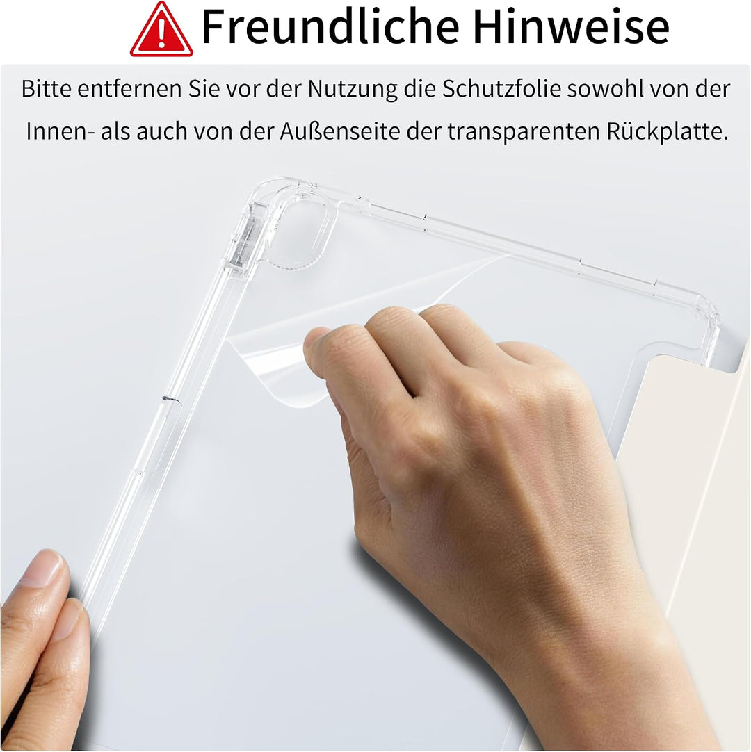 Klar Hülle für iPad Air 11 Zoll/iPad Air 10,9 Zoll, Cremeweiss | Transparente Antioxidantien PC-Rück