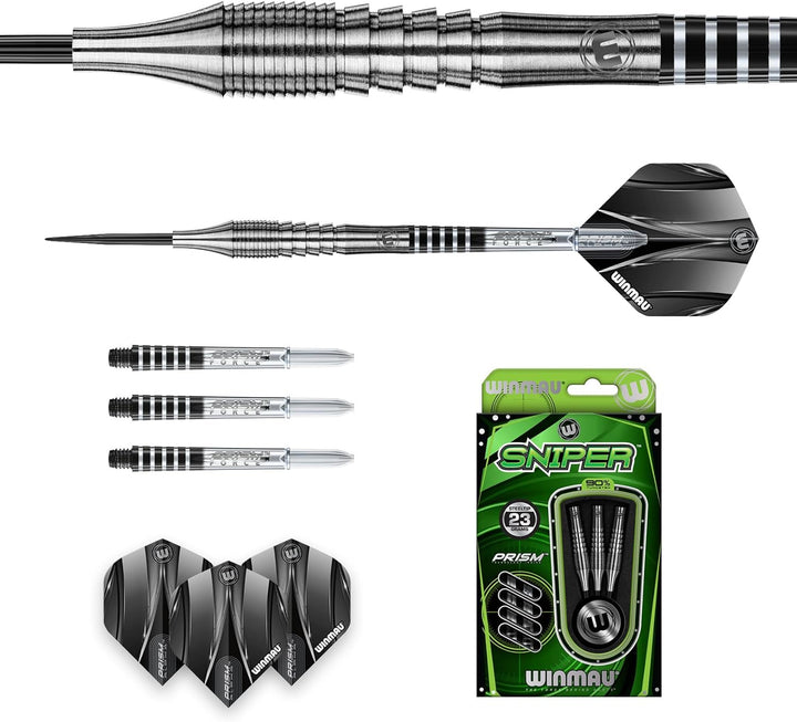 WINMAU Sniper 23 Gramm Professionelles Wolfram-Dart-Set mit Flights und Schäften (Shafts)