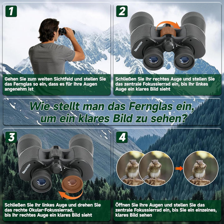 BOSTRON Kompaktes Fernglas 7x50 für Erwachsene, Stossfest HD Ferngläser mit PORRO-Prism,Profi Feldst