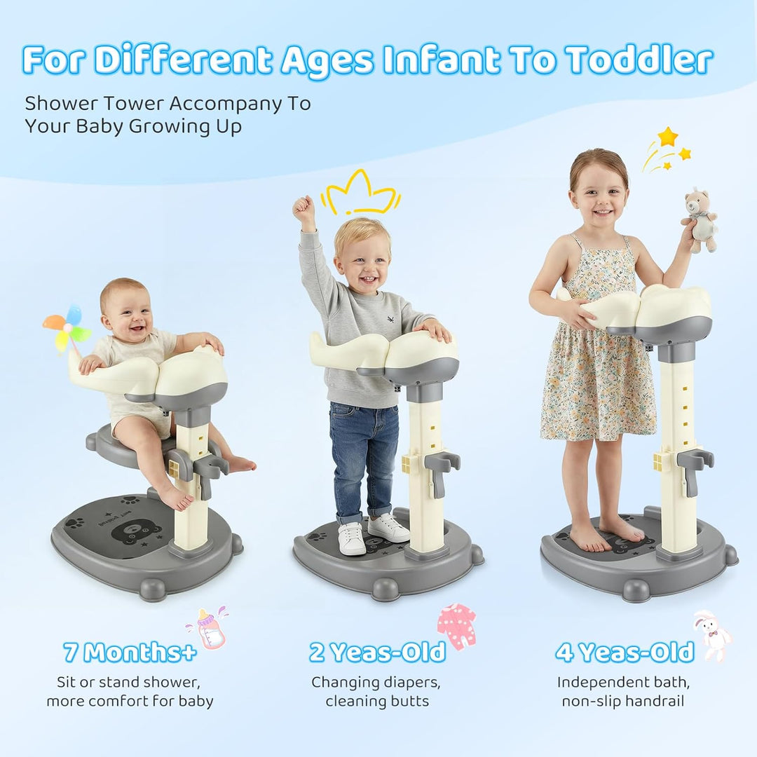 2 In 1 Baby Dusche Ständer,Baby Shower Stand Support Mit Duschkopfhalterung,Höhenverstellbar,Mit Rut