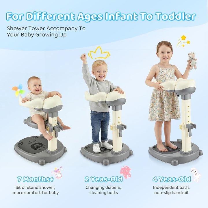2 In 1 Baby Dusche Ständer,Baby Shower Stand Support Mit Duschkopfhalterung,Höhenverstellbar,Mit Rut
