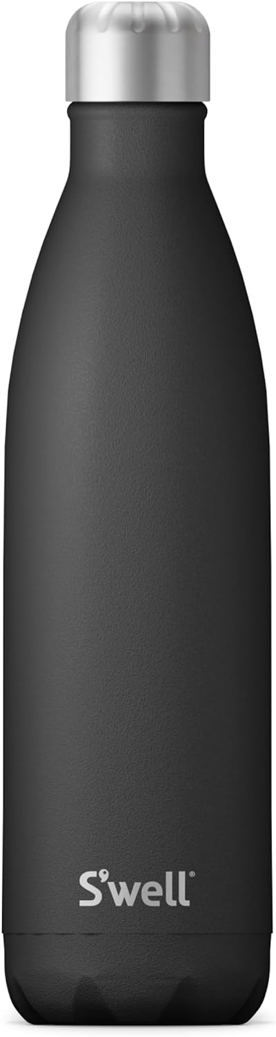 S'well Edelstahl-Wasserflasche, 758 ml, Onyx, dreilagig, vakuumisoliert, hält Getränke 48 Stunden ka