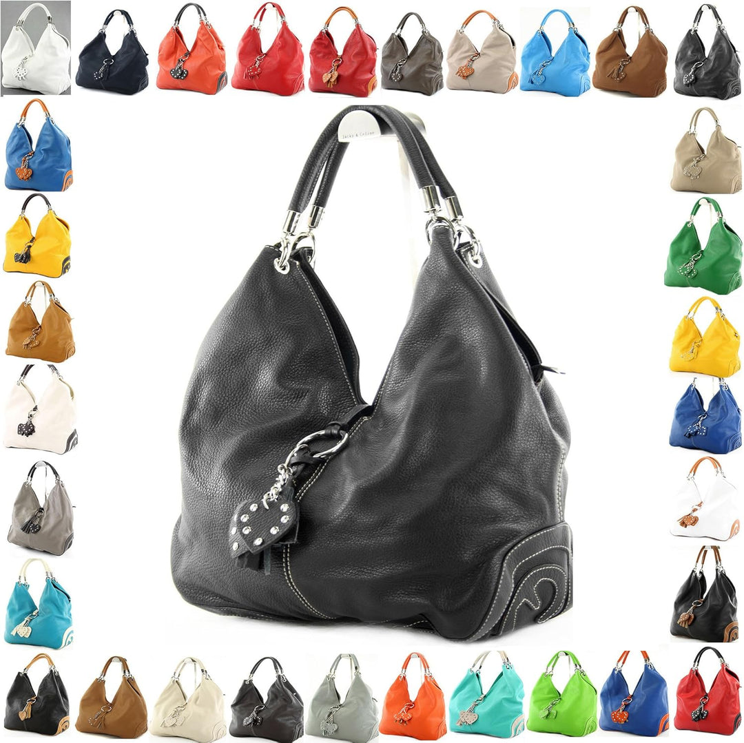 modamoda de - 330 - ital. Leder Damen Schultertasche Large Dark Chocolate, Dark Chocolate