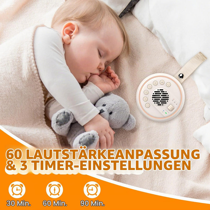 White Noise Machine Baby,Tragbare Einschlafhilfe Babys mit 20 weissem Rauschen,Nachtlicht mit Timer